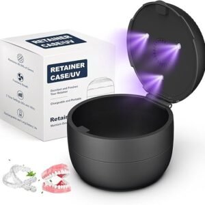 Denture Case Retainer Case,Multipurpose Retainer Cleaning and Store Case with Light & Fan