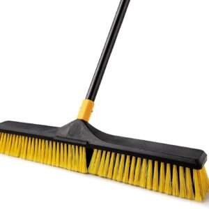 Yocada 24 inch Push Broom Brush 65.3 inch Long Handle Stiff Bristles